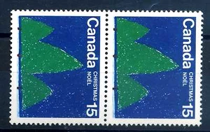 CANADA - 1975 - Natale: disegni di bambini. Tre alberi. Coppia - Foto 1 di 1