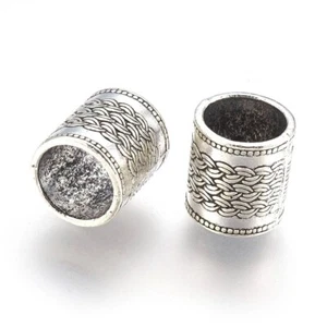 10 pcs Nickel Free Antique Silver Alloy Large Hole Column Beads Crafts 14x13mm - Picture 1 of 2