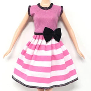 Fashion Clothes Causal Wear For 11.5in Dolls Pink Black Bowknot Short Dress 1/6 - Imagen 1 de 2