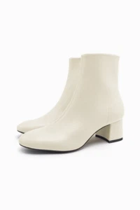Zara NWT Stretch Block Heel Ecru White Boots 9 Classic Collection $89.90 - Picture 1 of 10
