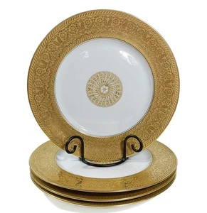 VTG Heinrich & Co. Selb Bavaria Plates – 22k Gold Encrusted 10 7/8" (Set of 4) - Picture 1 of 7