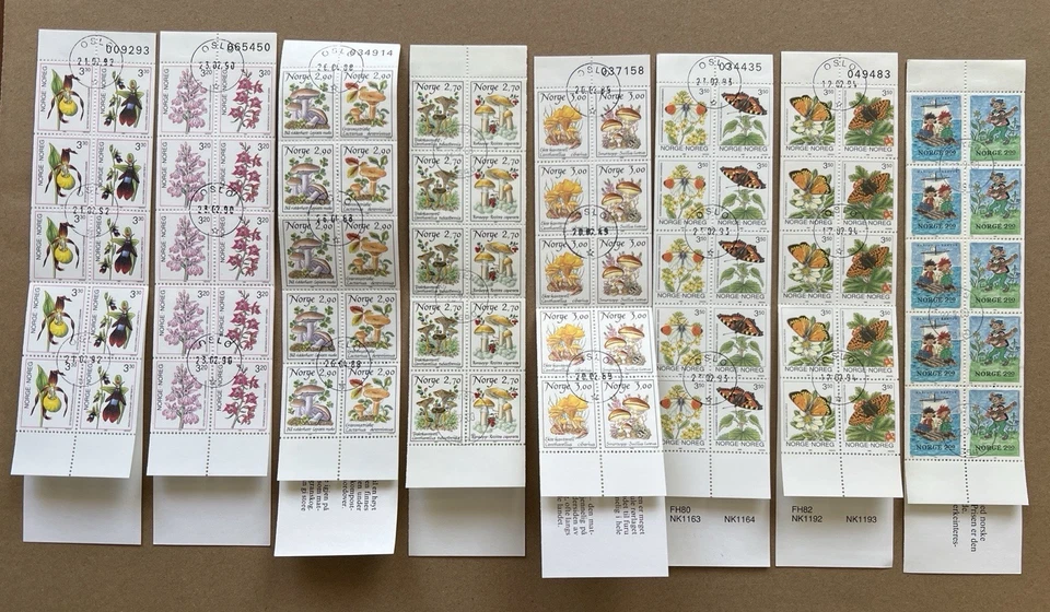 Norway 1980s Stamp Booklets Lot – Butterflies, Orchids, Mushrooms, Egner – CTO - Image 1 of 4