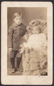Edward Bagley & Loran Badley RPPC 1920s Gorham, Maine Photo of Children - Picture 1 of 2