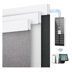 Tende a rullo intelligenti cordless personalizzate con pannello solare - bianco elegante 34" x 72" - Foto 1 di 8