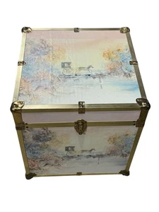 Vintage Horse Carriage Toy Box Storage Chest Trunk Wood Brass 1980s Retro Decor - Picture 1 of 18