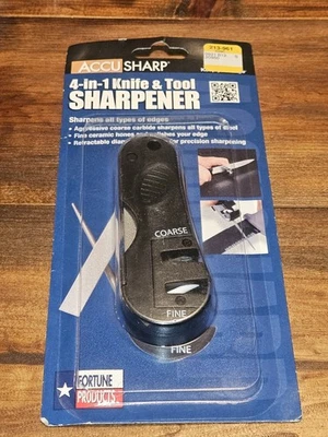 Afilador de cuchillos y herramientas AccuSharp 4 en uno versátil compacto estable HECHO EN EE. UU. Foto 1 de 2