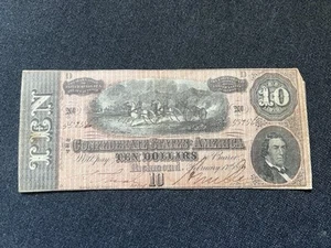 Confederate Ten Dollar Bill $10 Legal Tender USA United States Of America - Picture 1 of 2