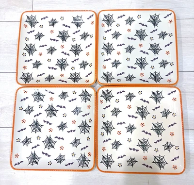 Juego de 4 platos cuadrados de vajilla Temptations Boofetti Halloween 10 1/2" Foto 1 de 4