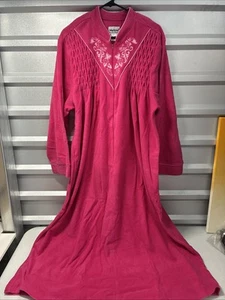 Vtg Anthony Richards Fuchsia Fleece Robe Housecoat Nightgown 1/2 Zip Sz 3XL - Picture 1 of 9