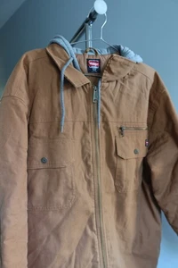 Wrangler Workwear Men's 2XL Brown Canvas Hooded Full Zip Jacket Coat - Picture 1 of 6