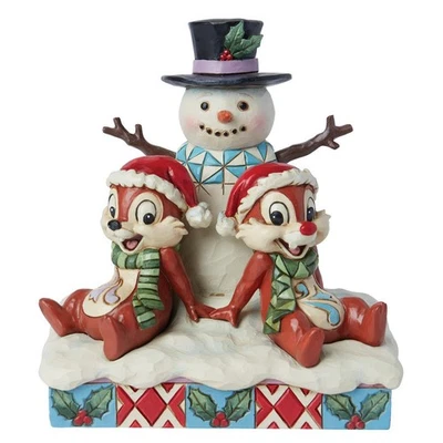 Jim Shore Disney Traditions Chip & Dale With Snowman Figurine 6015006