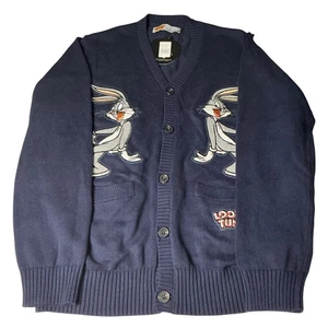 Looney Tunes Bugs Bunny Strickjacke Pullover Herren L Cartoon Strick Navy Blau - Bild 1 von 7