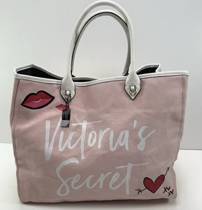 VICTORIA’S SECRET Bolso de Mano Grande de Lona para Hombro Gimnasio Viaje para Pasar la Noche Rosa Nuevo con Etiquetas - Imagen 1 de 23