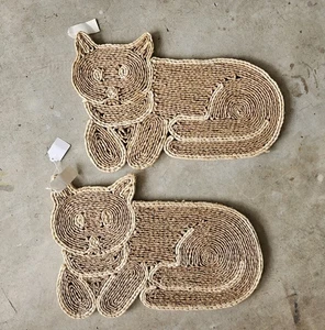 Par de manteles individuales tejidos de pastos marinos para gatos nuevos con etiquetas - Imagen 1 de 2