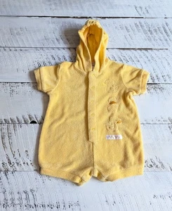 Tykes by Carter’s Größe 3-6M Vintage Y2K gelb Frottee Gummi Entee Kapuze Strampler - Bild 1 von 6