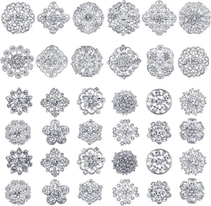 36 Pezzi Spille Strass Trasparenti per Artigianato Cristallo Fiore Spille con R - Foto 1 di 7
