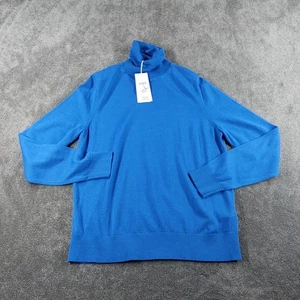 M&S Jumper Womens UK 12 Blue Extra Fine Pure Merino Wool Turtleneck With Tags - Picture 1 of 9