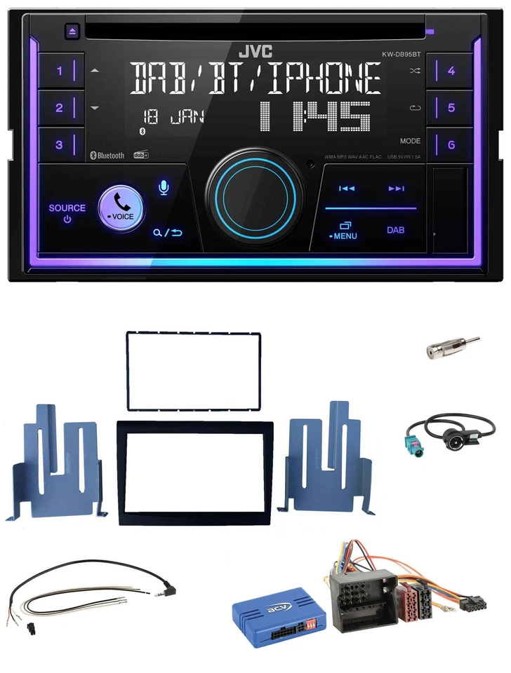 JVC Lenkrad USB 2DIN DAB Bluetooth CD Autoradio für Porsche Boxster 09-12 - Bild 1 von 4