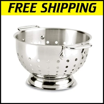 Riveted Handle 3 Quart Stainless Steel Strainer - Ideal for Pasta and Vegetables - Image 1 of 4