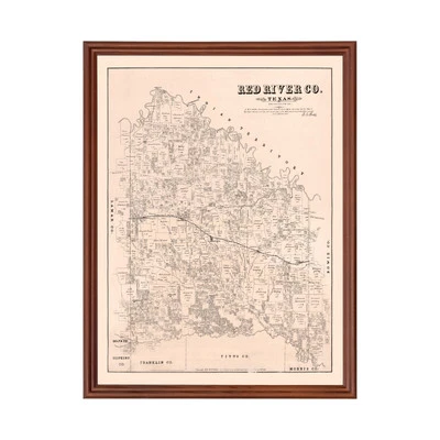 Old Map of Red River County, TX 1879 - Vintage Texas Art - Image 1 of 4