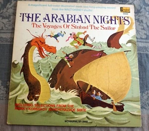 DISNEY The Arabian Nights Voyages Of Sinbad 1970 VINYL LP w Book Disneyland 3988 - Foto 1 di 11