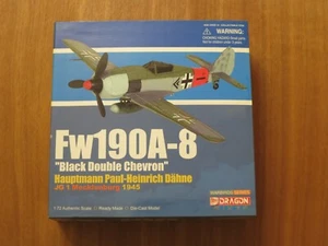 DRAGON WINGS 1:72 Fw190A-8 Negro Doble Chevron 'Dahne' JG1 #50094 NUEVO - Imagen 1 de 10
