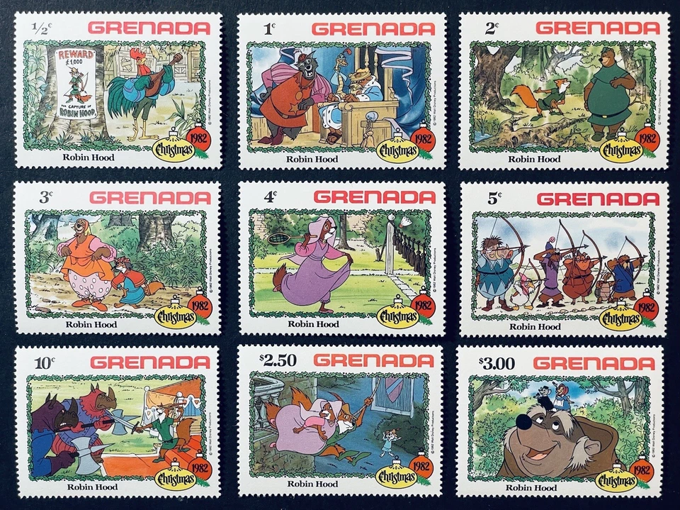 JUEGO COMPLETO SELLOS GRANADA PETIRROJO DISNEY NAVIDAD 1982 MNH CUENTO DE HADAS 1 Foto 1 de 1