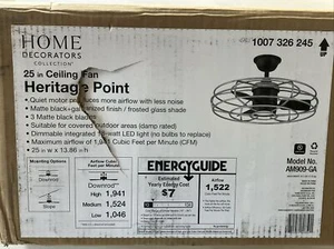 Home Decorators Heritage Point 25 in. LED Black & Galvanized Ceiling Fan - Picture 1 of 3
