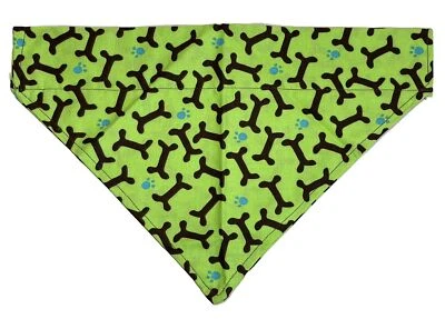 Dog Collar Cover Sixe Small Green Handmade Fabric Bandanna Pug 12.5" NEW - Image 1 of 4