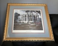 Monticello Thomas Jefferson Plantation Home Etching Lithograph Art Print