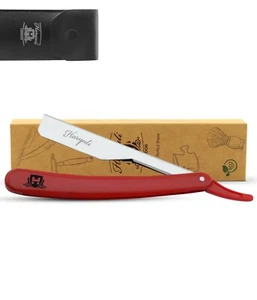 Maquinilla de afeitar Cut Throat para hombre, afeitadora, mango de plástico, afeitadora recta de peluquero, roja - Imagen 1 de 7