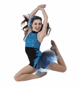 On The Prowl TURQUOISE Adult X-Large Jazz Tap Dance Costume Animal Unitard New - Picture 1 of 4