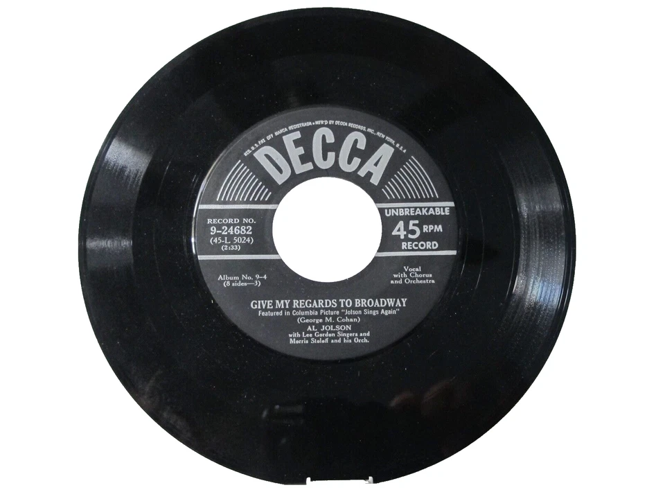 45 RECORD - AL JOLSON - GIVE MY REGARDS TO BROADWAY - Image 1 of 1
