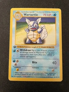 Wartortle 42/102 1st Edition Pokemon Base Set Shadowless WOTC - MP - Picture 1 of 4