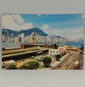 Terminal ferroviaria Kowloon Canton con postal Grand View Hong Kong vintage años 60 - Imagen 1 de 2