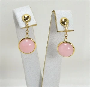 OHRRINGE AUS 18KT GELBGOLD MIT ROSÉ OPAL CABOCHON RUND 10mm OGHT 0401 - Bild 1 von 3