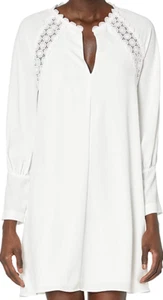 $348 NWT BCBGMAXAZRIA SzL MAJA LONG SLEEVE A-LINE DRESS BLACK WHITE - Picture 1 of 8