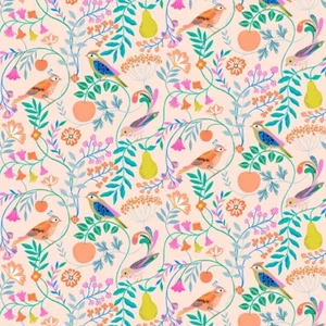 Fat Quarter Dashwood Studios Songbird Flower Leaf Peach Pear 100% Cotton Fabric - Picture 1 of 2