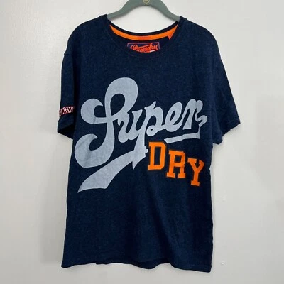 Superdry Navy Blue Graphic T-Shirt Large Cotton Blend Casual Size L - Image 1 of 4