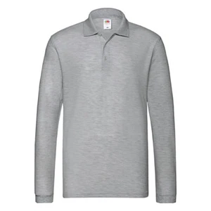 Fruit of the Loom Premium Long Sleeve Polo Shirt - 100% Cotton S-3XL - 8 Colours - Picture 1 of 25