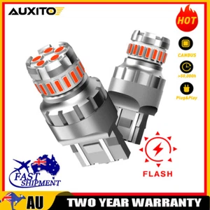2x AUXITO CANBUS 7443 7440 W21W T20 LED INDICATOR TURN RED SIGNAL LIGHT CANBUS - Picture 1 of 11