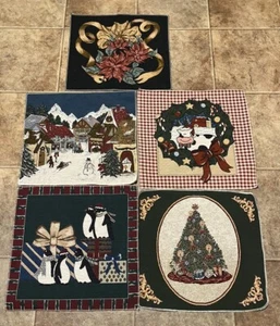 5 Parches de Tapiz, Temas de Navidad Pingüinos, Árbol de Navidad, Escena de Invierno Vaca - Imagen 1 de 6