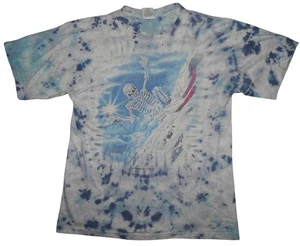 Vintage 1993 Skeleton Skiing Greg Speirs Tie Eye Dye Single Stitch T-Shirt XL - Picture 1 of 8