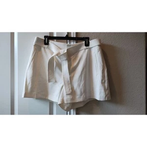Nine West Women's High Waist Lined Belted White Shorts Size XXL - Picture 1 of 14