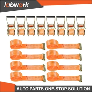 Labwork E-Track Ratchet Straps Heavy Duty Tie Down 8 Pack 2"x15" 4000 lbs Orange - Picture 1 of 14