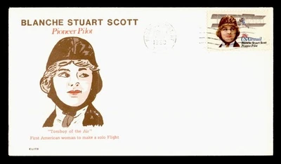 DR WHO 1980 FDC AVIATION PIONEER BLANCHE STUART SCOTT ELITE CACHET M58562 - Image 1 of 2