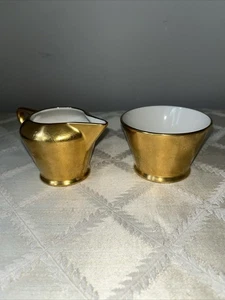 PICKARD CHINA Vintage Rose & Daisy 24K Gold geätzt Milchkännchen & offener Zucker Set #486 - Bild 1 von 7
