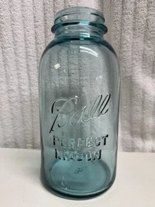 Ball Canning Jar Perfect Mason 1/2 Gallon Aqua Blue Mold #3 Vintage 1923 To 1933 - Picture 1 of 5