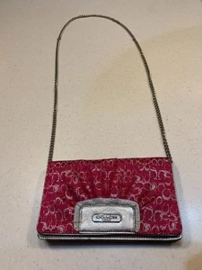 NEU MIT ETIKETT DISC AUTHENTIC COACH ABENDTASCHE HEISSROSA/SILBER OP ART LUREX F44144 - Bild 1 von 13