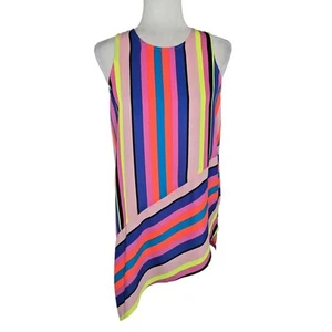 Project Runway EUC striped tunic assymetrical blouse top sleeveless Small blue - Picture 1 of 16